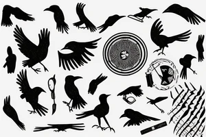 gear with crow tattoo idea