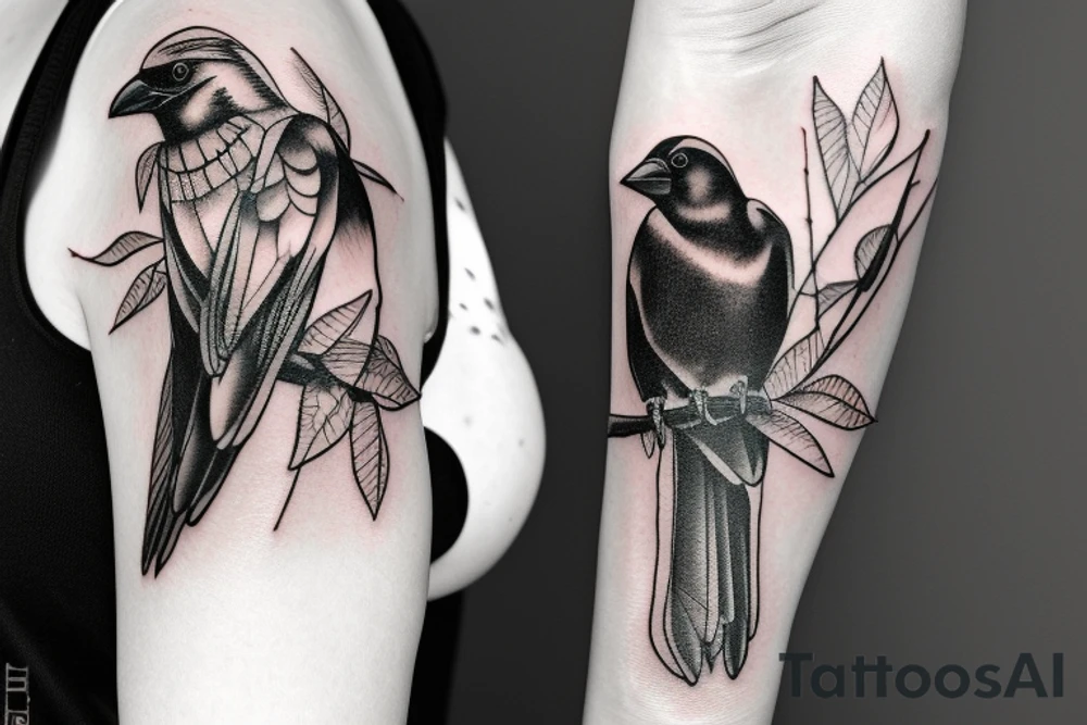 crow holding a pen tattoo idea