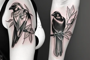 crow holding a pen tattoo idea