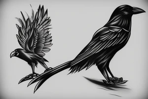 crow holding a pen tattoo idea