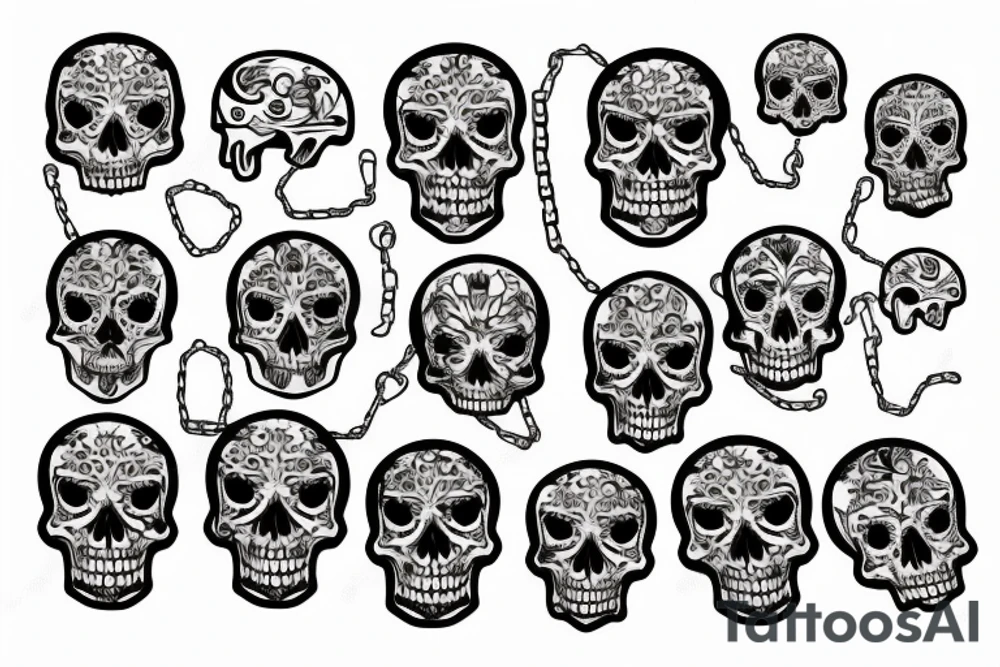 skull with chain tattoo idea
