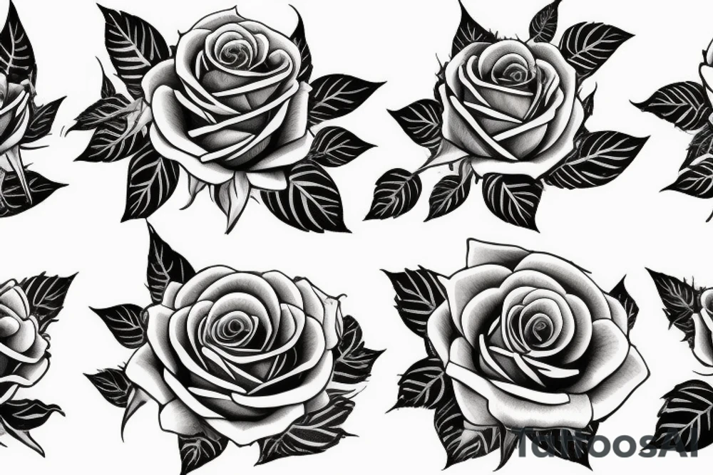 Leopard leaves roses tattoo idea