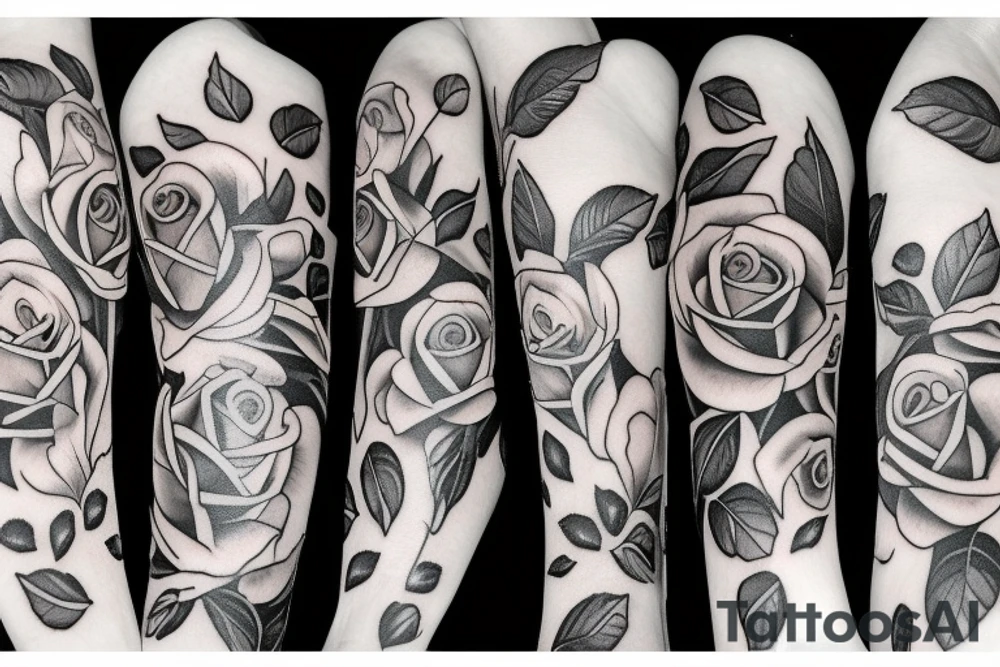 Leopard leaves roses tattoo idea