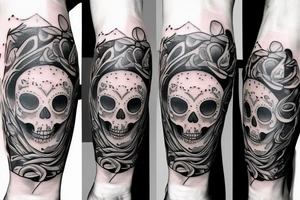 Cat lantern skull tattoo idea