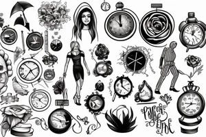 A person walking through time tattoo idea