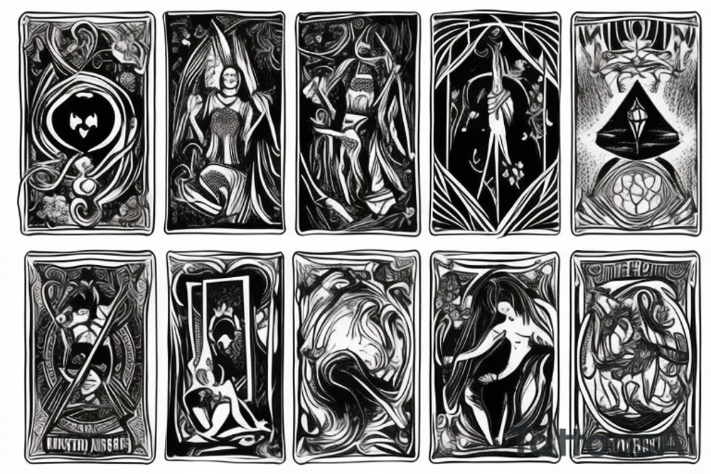 Tarot card style art tattoo idea
