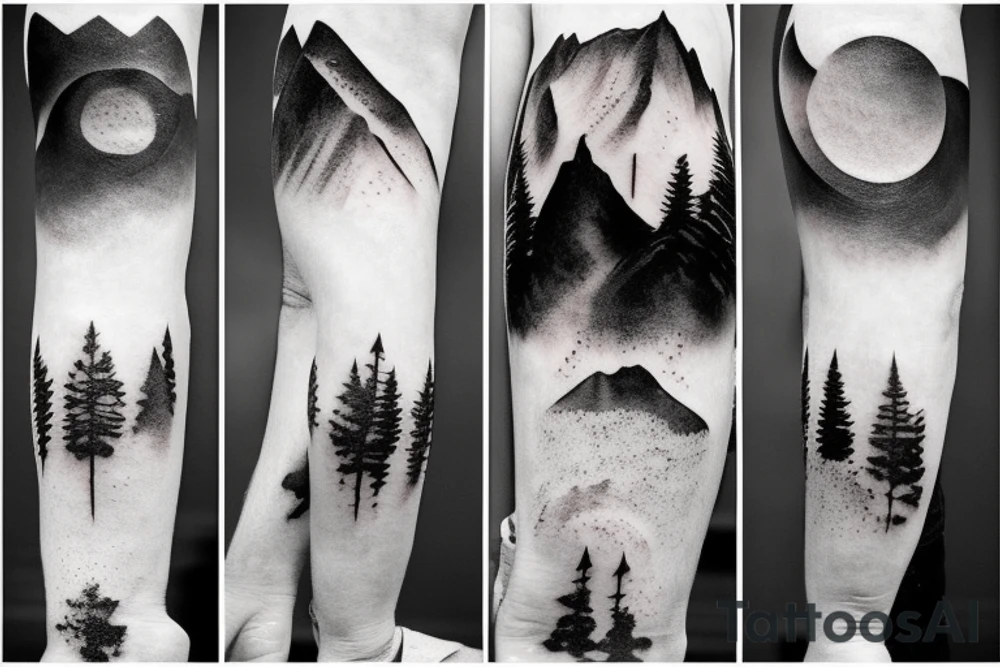Mountain with night sky tattoo idea