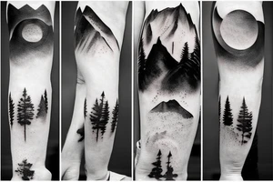 Mountain with night sky tattoo idea
