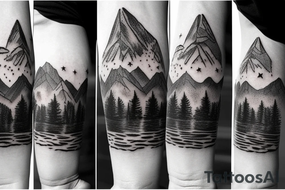 Mountain with night sky tattoo idea