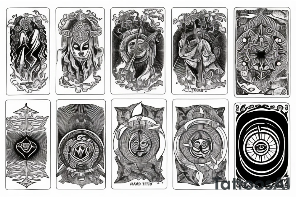 Tarot card style art sun and moon tattoo idea