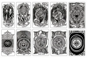 Tarot card style art sun and moon tattoo idea