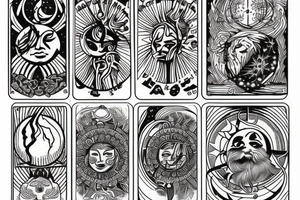 Tarot card style art sun and moon tattoo idea