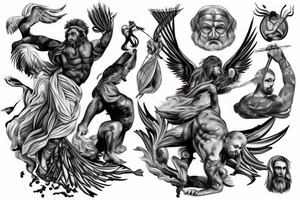 mythic greek god fighting tattoo idea