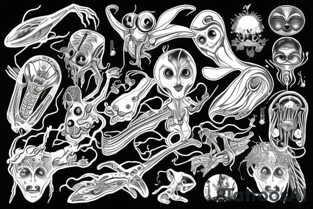 Alien and music tattoo idea