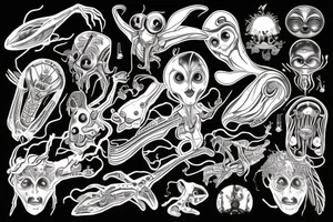 Alien and music tattoo idea