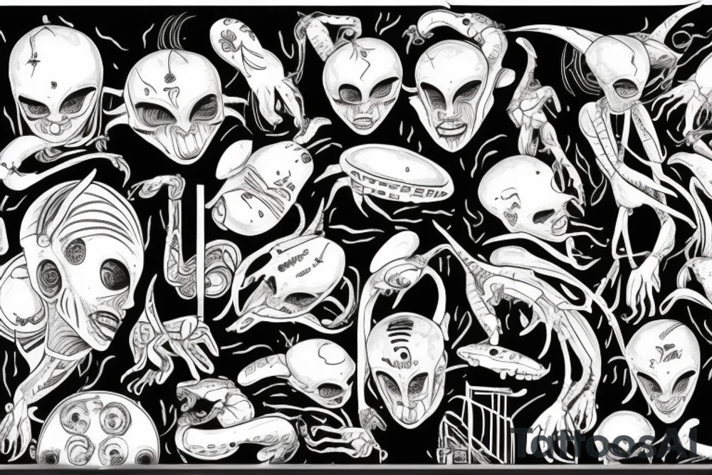 Alien and music tattoo idea
