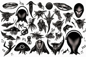 Alien and music tattoo idea