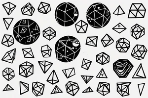 solar system with dice for planets tattoo idea
