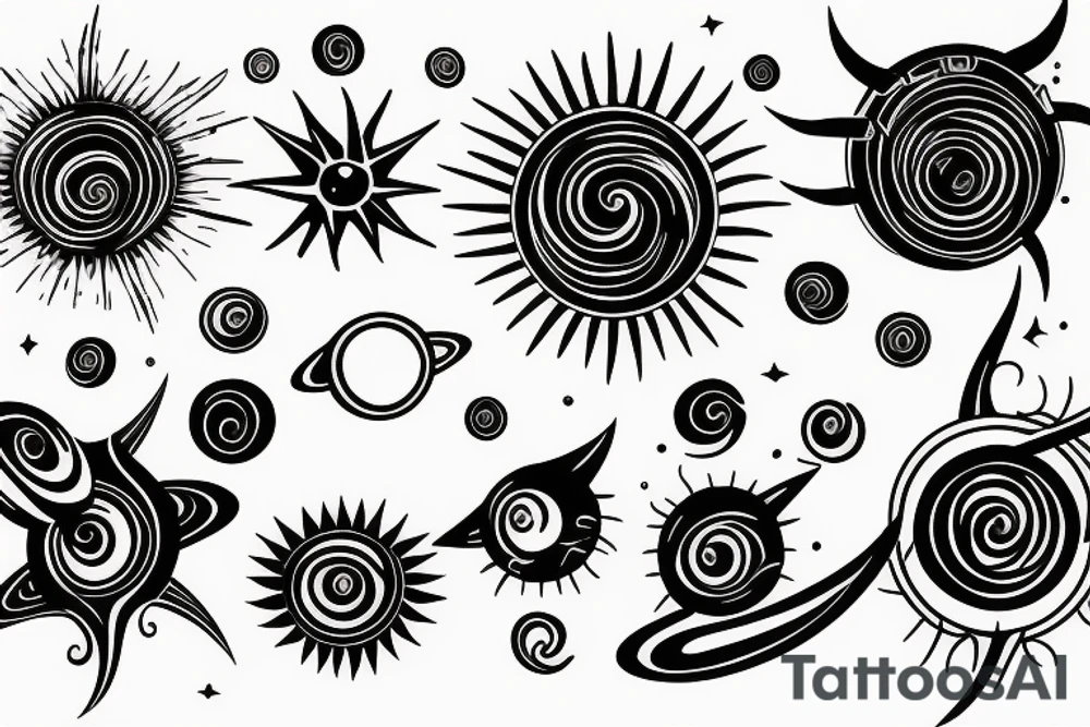 a swirling solar system tattoo idea