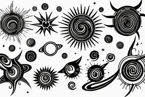 a swirling solar system tattoo idea