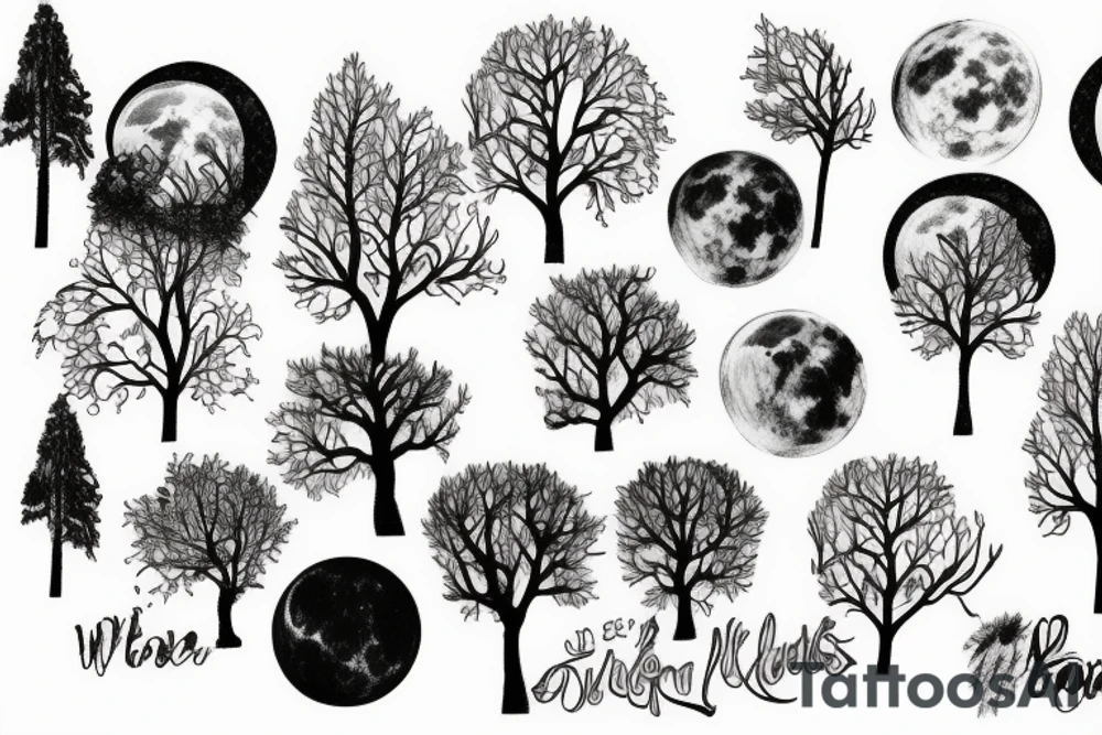 Wolf moon trees tattoo idea