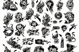 Welt Flammen kaputt tattoo idea