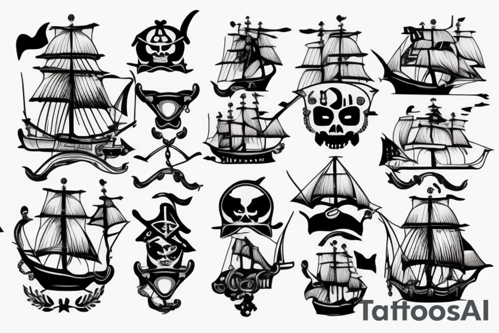 Minimalist pirate ship tattoo tattoo idea