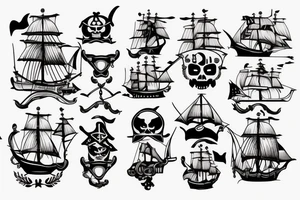 Minimalist pirate ship tattoo tattoo idea