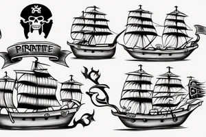 Minimalist pirate ship tattoo tattoo idea