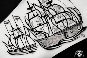 Minimalist pirate ship tattoo tattoo idea