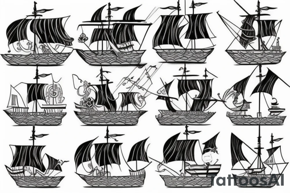 Minimalist pirate ship tattoo tattoo idea