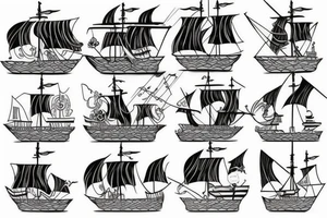 Minimalist pirate ship tattoo tattoo idea