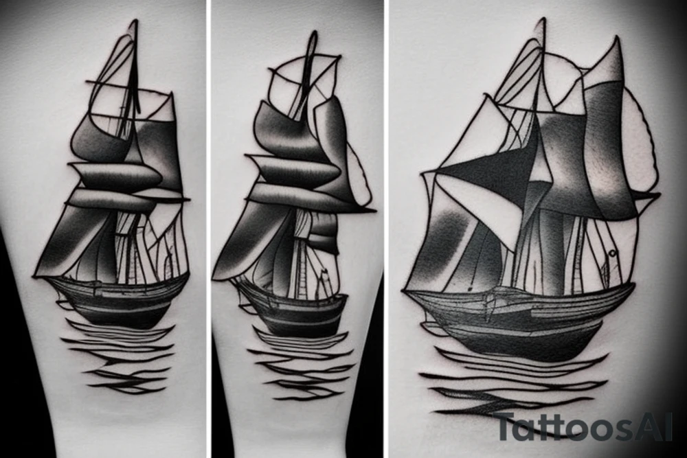 Minimalist pirate ship tattoo tattoo idea