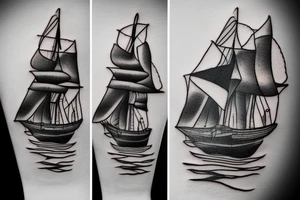 Minimalist pirate ship tattoo tattoo idea