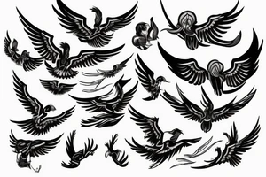 Flying phoenix with open wings tattoo idea