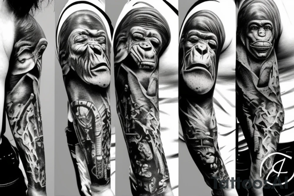 Apes in a city tattoo idea