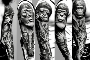 Apes in a city tattoo idea