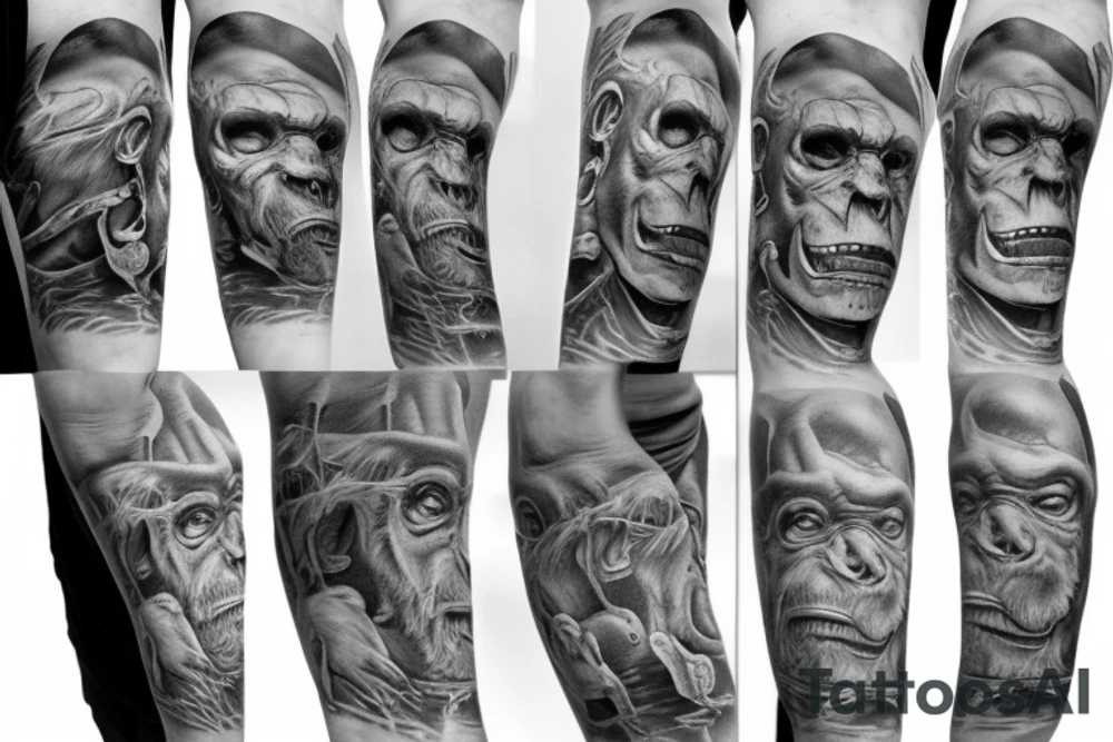 Apes in a city tattoo idea