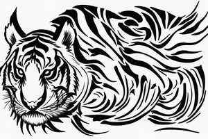 Blackwork Tiger with clouds tattoo idea