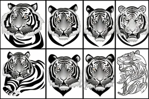 Blackwork Tiger with clouds tattoo idea