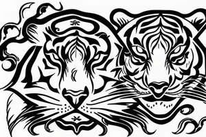 Blackwork Tiger with clouds tattoo idea