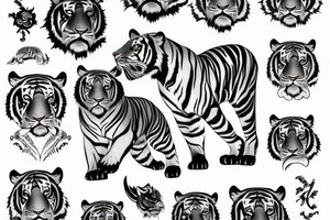 Blackwork Tiger with clouds tattoo idea