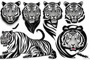 Blackwork Tiger with clouds tattoo idea
