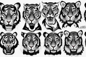 Blackwork Tiger with clouds tattoo idea