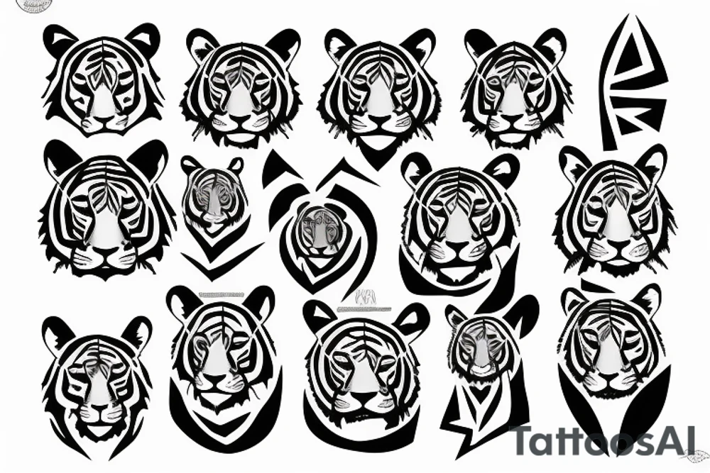 Blackwork Tiger with clouds tattoo idea
