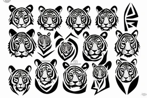 Blackwork Tiger with clouds tattoo idea