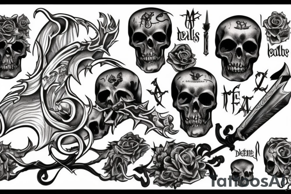 death holding a scroll that says Dead Men Tell No Tales tattoo idea