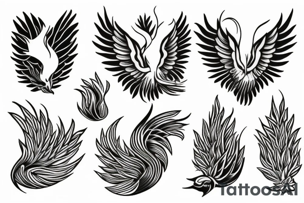 phoenix from branch of flowers tattoo idea