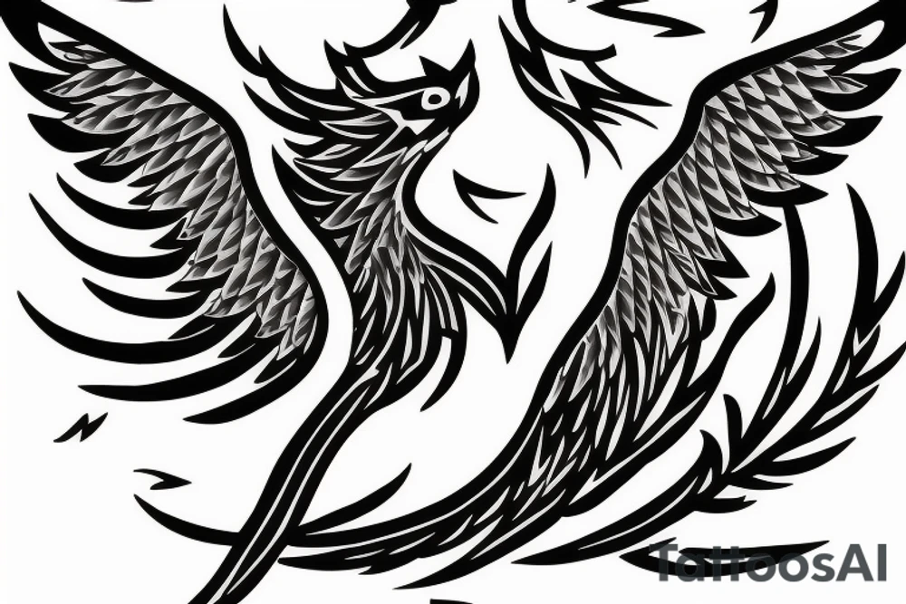 phoenix from branch of flowers tattoo idea
