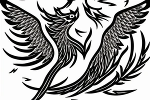 phoenix from branch of flowers tattoo idea
